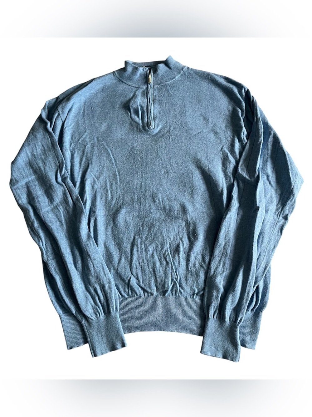 Peter Millar Sweater Men Large Light Blue‎ Cashmere Blend Quarter Zip Pullover